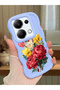 Redmi Note 13 Pro 4g Compatible Case Camera Protector Blue Silicone Couple Phone Case Floral Pattern