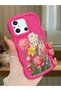 Redmi 12C Compatible Case Camera Protector Red Silicone Couple Phone Case Floral Pattern