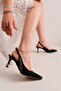 Ba04607 Women's Black Side Chain cm Heeled Shoes - 2