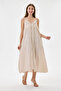 Beige Italian 100% Linen Long Linen Dress with Tassels and Adjustable Shoulder Straps Size 40 - 46 - 4