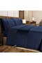 Double Duvet Cover Set Soft Microfibre with Quilted Square Velvet Band, 2 Pillowcases (Navy, Double)