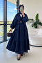 Nouva Pleated Crinkled Dress - Navy Blue