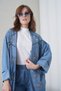 Women's Bat Sleeve Denim Kimono Cardigan and Denim Pants Top and Bottom Set - 4