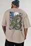 Dragon Oversize Back Printed Beige T-Shirt Unisex 100% Cotton Premium Design Streetwear - 5