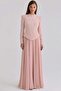 Sequin and Pearl Embroidered Chiffon Combination Plus Size Exclusive Hijab Evening Dress Pudra 1099 - 2