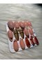 Handmade Press-On Nails Set - Cozy Brown Plaid & Nude French Tips with Cute Teddy Bear, Bows, and Polka Dot Accents Elegant Almond Shape Custom Gel Nails - 3