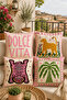 Bohemian Dolce Vita Decorative Throw Pillow Cover 4-Piece Concept Design – Modern Living Room & Tropical Pattern (Double-Sided)