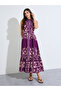 Purple Floral Print Maxi Dress With Belt