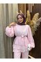 Vina Layered Ruffle Detailed Belted Double Set |   Pink - 5