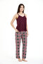 Women's 95% Viscose Burgundy Plaid Shepherd Stitched Pajama Set - 8