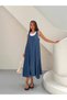 Premium Denim Pocket Salopet Dress and Single Jersey Combed Cotton Blouse Two-Piece Set - 3