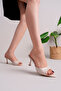Crinkled Patent Leather High Heel Slippers - 2