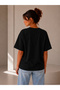 Set of 2 Black-White Oversize Women's T-Shirts - Crew Neck Cotton T-Shirt - 3