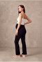 Maternity Black Viscose High Waist Spanish Flare Pants with V Stitching Detail and Panel Top Nancy - 3