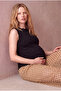 Maternity Black Textured Crew Neck Sleeveless Blouse Talia - 4