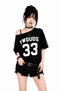 Women's Y2K Black Boat Neck Printed 100% Cotton Oversize T-Shirt - 3