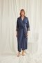 Lacivert Long Dressing Gown, Women's Lace Viscose One-Piece Dressing Gown, Gauzy Robe Pajamas, Stylish Sleepwear, Midnight Blue Luxury Dowry Dressing Gown - 5