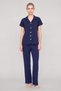 Women's Navy Blue Classic Shirt Collar Pajama Set
