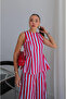 Blue-Red Striped Blouse Pants Set - 30460 - 4
