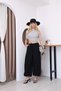 Elastic Waist Linen Shalwar Trousers Black