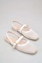 Women's White Double-Strapped Mesh Short-Heeled Daily Comfortable Ballerinas - 3