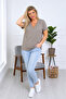 New Season V-Neck Zipper Detailed Cotton Plus Size Blouse - 7
