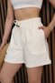 Lace-Up Shorts with Elastic Waist Ecru - 4