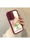 Samsung Galaxy S22 Compatible Case Camera Protector Burgundy Silicone Couple Phone Case Floral Pattern - 2
