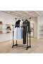 Double Garment Rack with Wheels – Adjustable Height 92-168cm Dual Rail Clothes Rack, Heavy-Duty Portable Wardrobe Stand, Chrome & Black