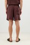 Burgundy Lyocell Blend Tie-Waist Men's Shorts - 2