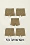 5 Pcs Soldier Green Men's Boxers – Cotton Lycra, Comfortable Underwear