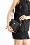 Black Women's Faux Leather Stitched Adjustable Crossbody and Hand Strap Portfolio, Clutch Bag - 2