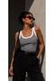 95% Cotton Striped Terry Fabric Thick Straps Flexible Crop Top Blouse