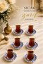 Royal Blue 6-Person Glass Tea Cup and Porcelain Tea Plate Set 12 Pieces