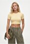 Women's New Serra 100% Cotton Butter Yellow Crop Top - 3