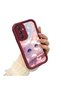 Samsung Galaxy A34 Compatible Case Camera Protector Burgundy Silicone Couple Phone Case Cat Pattern - 3