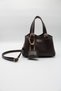 Women's Brown Crossbody Hand and Shoulder Bag with Front Accessory Detail and Charm Accessory - 6