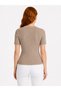 Women's Mink Color Slim Fit Short Sleeve Knitwear T-Shirt - 2