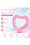Sparkling heart-shaped PVC swim ring with glitter. Lightweight & portable (230g). Quick-inflate valve. Cute summer accessory for kids & women for pool/beach fun. Available in clear silver & pink - 3