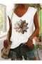 Women's Mix Printed V-Neck Sleeveless Regular Fit Comfortable T-Shirt