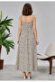 Patterned Cotton Long Summer Leopard Print Women's Dress - Shoulder Tie Strap Gathered Gipeli Women's Comfortable Dress - 2