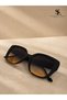 Women's Black Oversize Square Butterfly Sunglasses Uv400 Protected Gradient Lenses Thick Frame Cat Eye Retro Vintage Luxury Stylish Design Daily Summer Beach Holiday Fashion Accessory Trend Model Elegant - 2