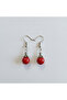 Women's Red Beaded Dangle Earrings - 3