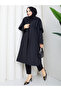 Cape-Covered Buttoned Belted Hijab Trench Coat Rc3142
