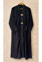 Women's Black Abaya with Gold Hardware & Patterned Trim - 5