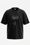 Hip Hop Hopscotch Design Printed Oversize Black T-Shirt