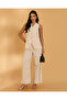 Women Beige Linen Waistcoat - 2