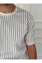 Striped Waffle Fabric Regular Fit T-Shirt - 2