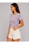 Women's Crew Neck Camisole Short Sleeve Slim Fit T-Shirt with Print Detail - Pink - 3