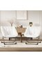 Folding reclining armchair with comfortable cushion and metal frame, suitable for indoor and outdoor use, in living rooms, studies, bedrooms and gardens (White) - 5